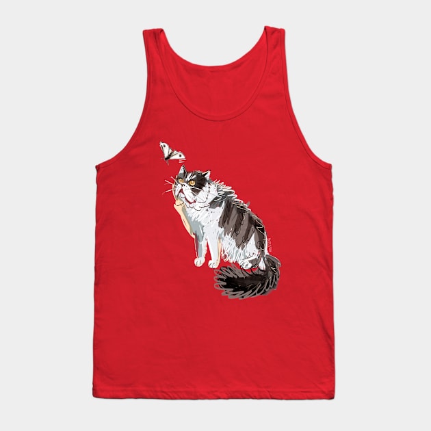 Persian Cat with a Moth Tank Top by belettelepink